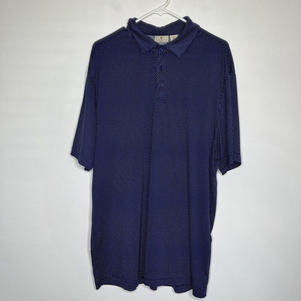 Rorie‎ Whelan Golf POLO SHIRT Mens Large Blue Polka Dots Performance Lightweight